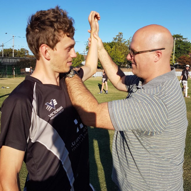 Sports physiotherapy treatment on the field